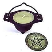 Sage Candle in Cauldron