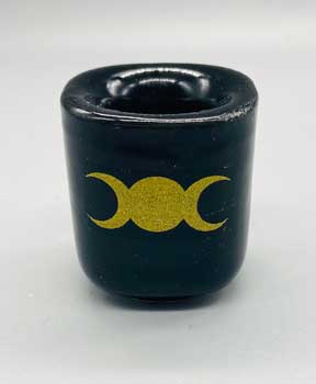 Triple Moon Black Chime Candle Holder