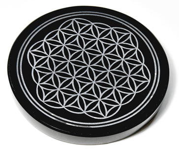 Obsidian, Black Flower of Life Altar Tile
