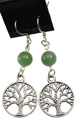 Green Aventurine Tree of Life Earrings