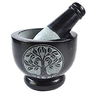 Tree of Life Soapstone Mortar & Pestle Set
