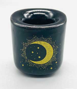 Moon & Star Black Chime Candle Holder